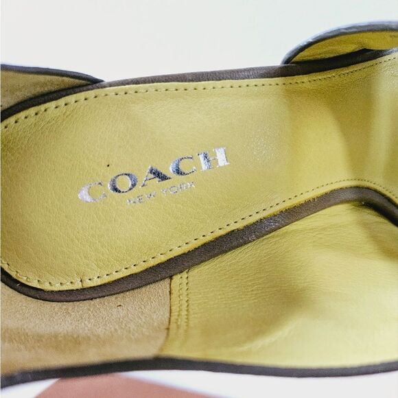 NIB COACH Manhattan Soft Vintage Leather Pump Open Toe Heels In Slate Grey 7.5 - Picture 13 of 16